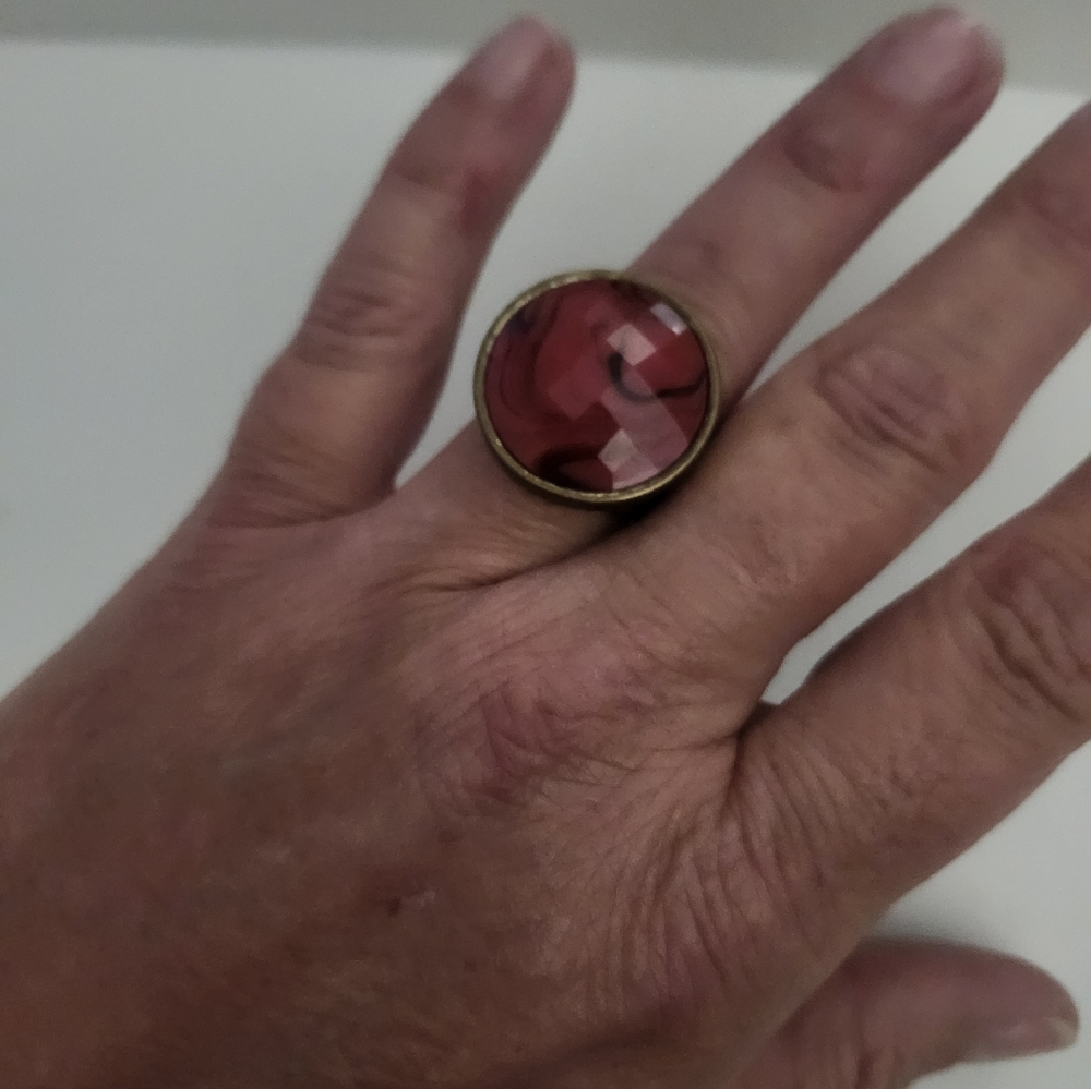 Lia Sophia Gold and Red Big Ring